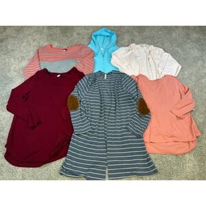 Womens‎ Top Bundle 6pc Cardigans Hoodie Tunic Striped Elbow Patch Multi Color